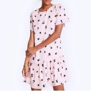 Ann Taylor Pink Floral Dress with Ruffle Hem